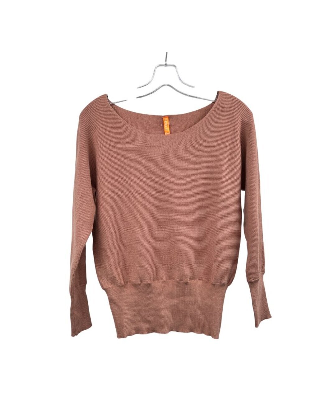 Feiersi Woens Pullover Lightweight Sweater Long Sleeve Ribbed Tan Size XS